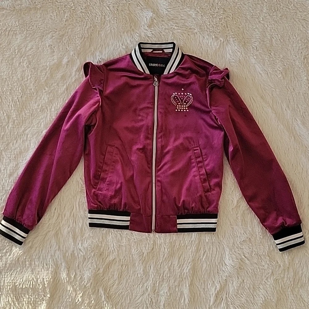 Limited Too Velour Zip Up Jackets Black & Purple, Rhinestones Girls 10/12